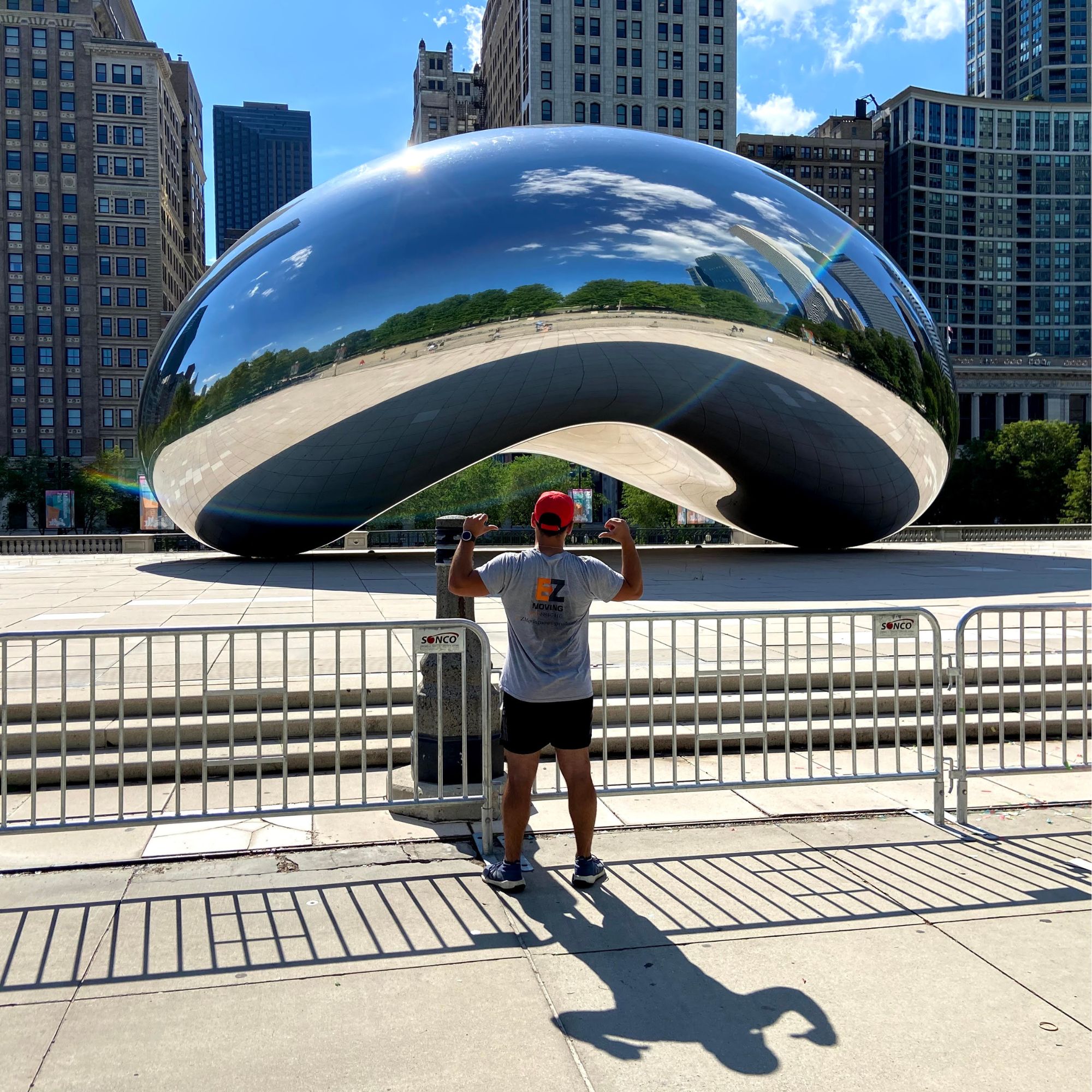 EZ Moving in front of the Bean