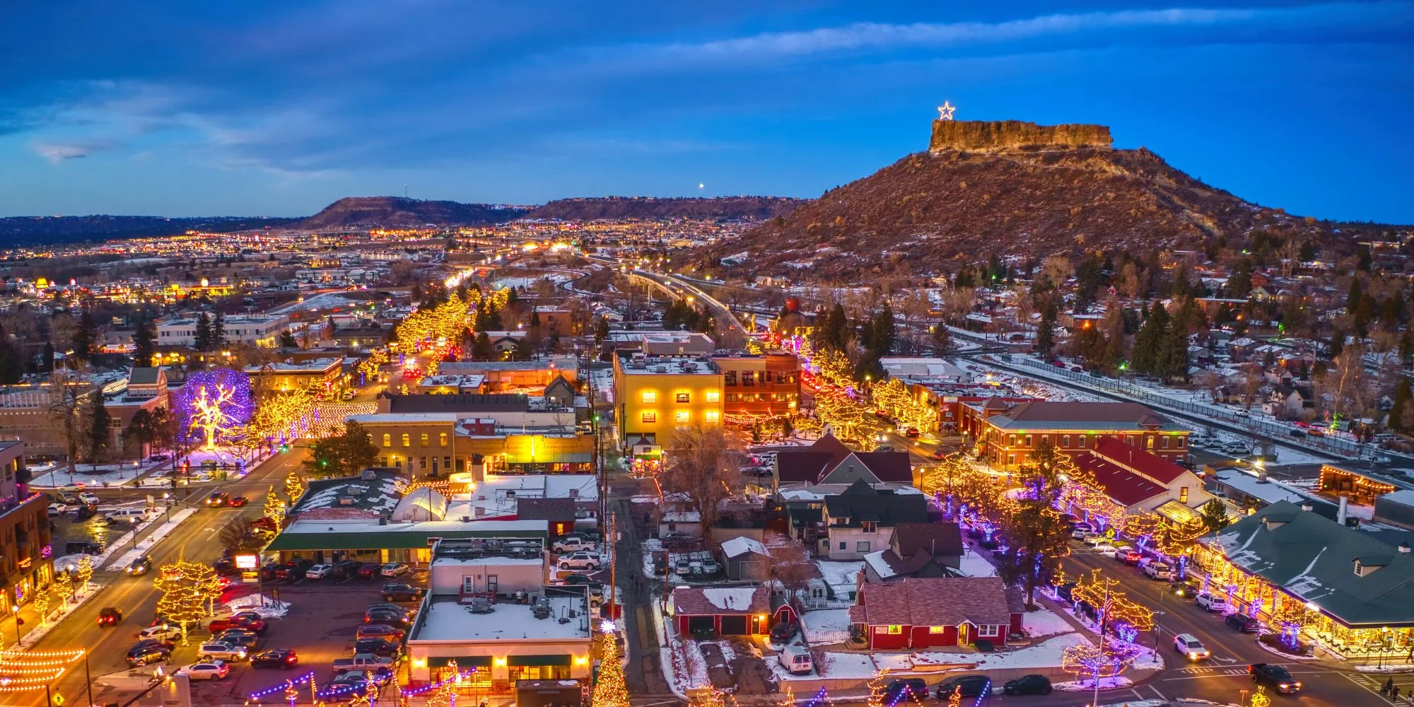 Castle Rock Colorado Downtown at Nighttime