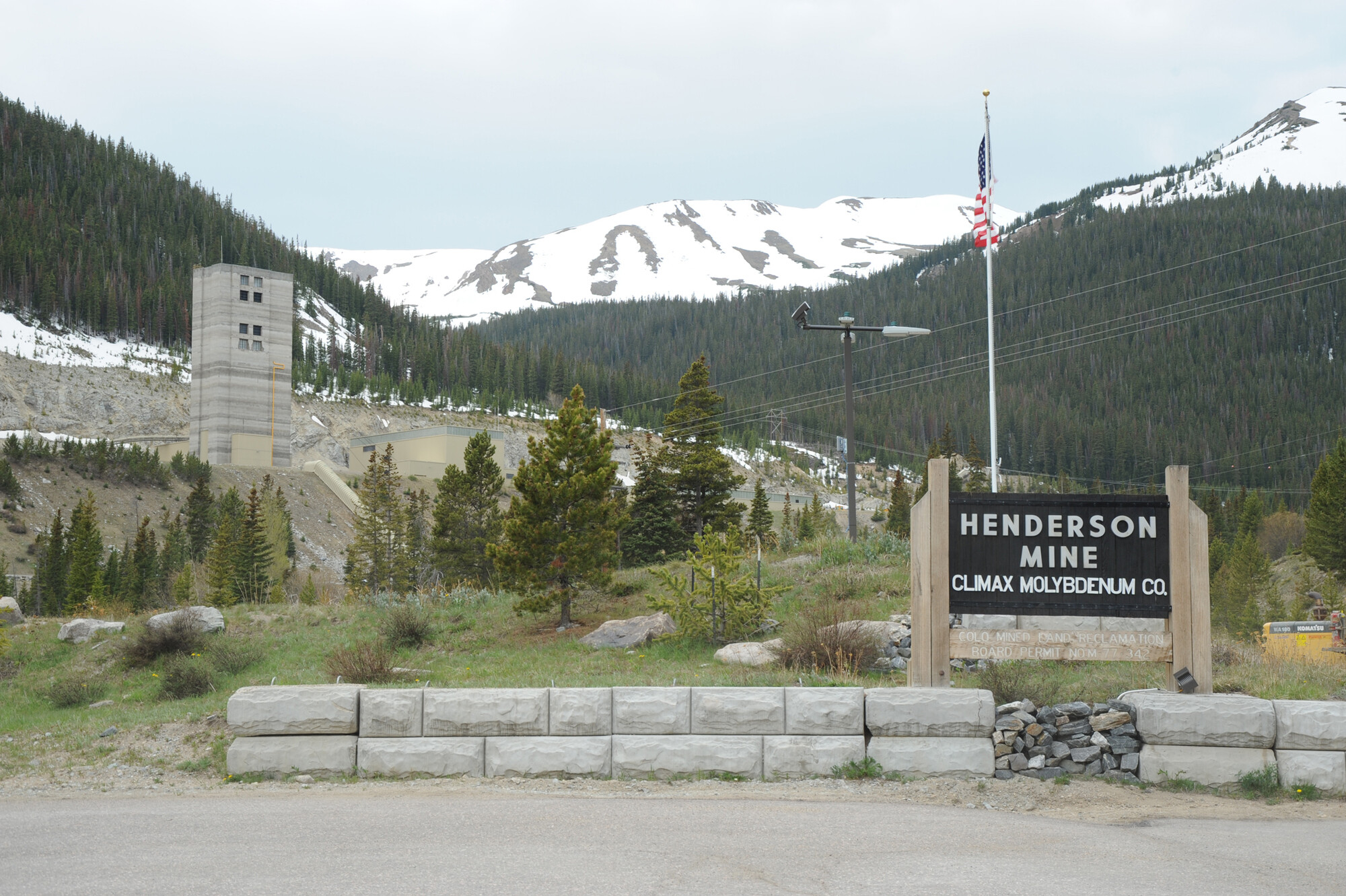 Henderson Mine in Henderson Colorado with American Flag