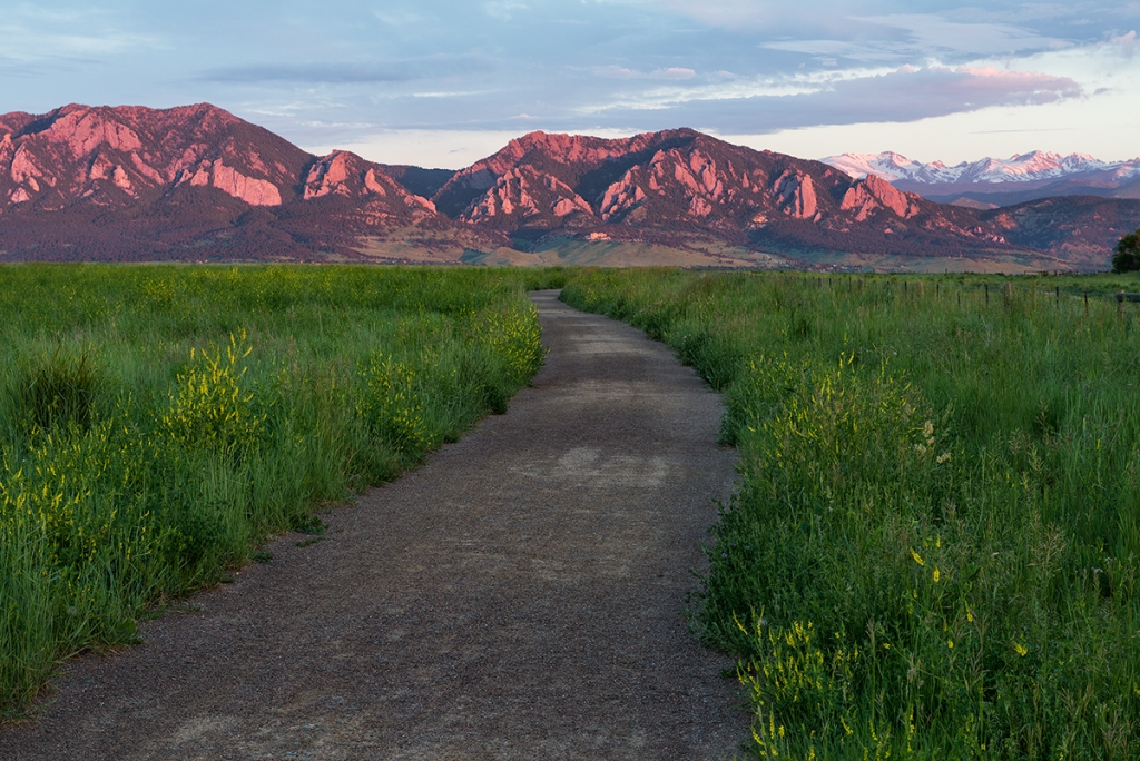 Walking trail in Louisville Colorado leading up mountain