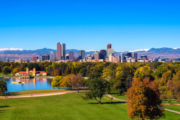 Denver Colorado in Fall time with leaves changing colors